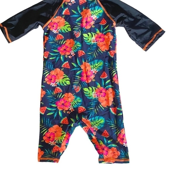 ZYNUNE One Piece Rashguard Swimsuit UV + UPF 50+ Floral/Black Girls Size 10 NWT - Picture 10 of 10